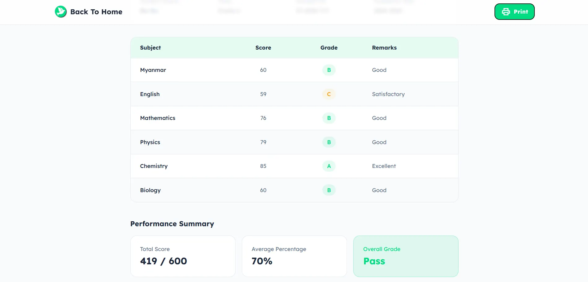 Result portal preview